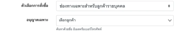 ตัวเลือกช่องทางเฉพาะสำหรับลูกค้ารายบุคคล พร้อมช่องอนุญาตเฉพาะ เลือกลูกค้า